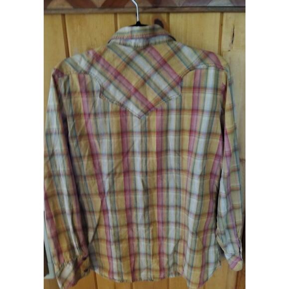 VTG Roper Shirt Women Medium Orange Long Sleeve Retro Western Pearl Snap - Picture 3 of 11